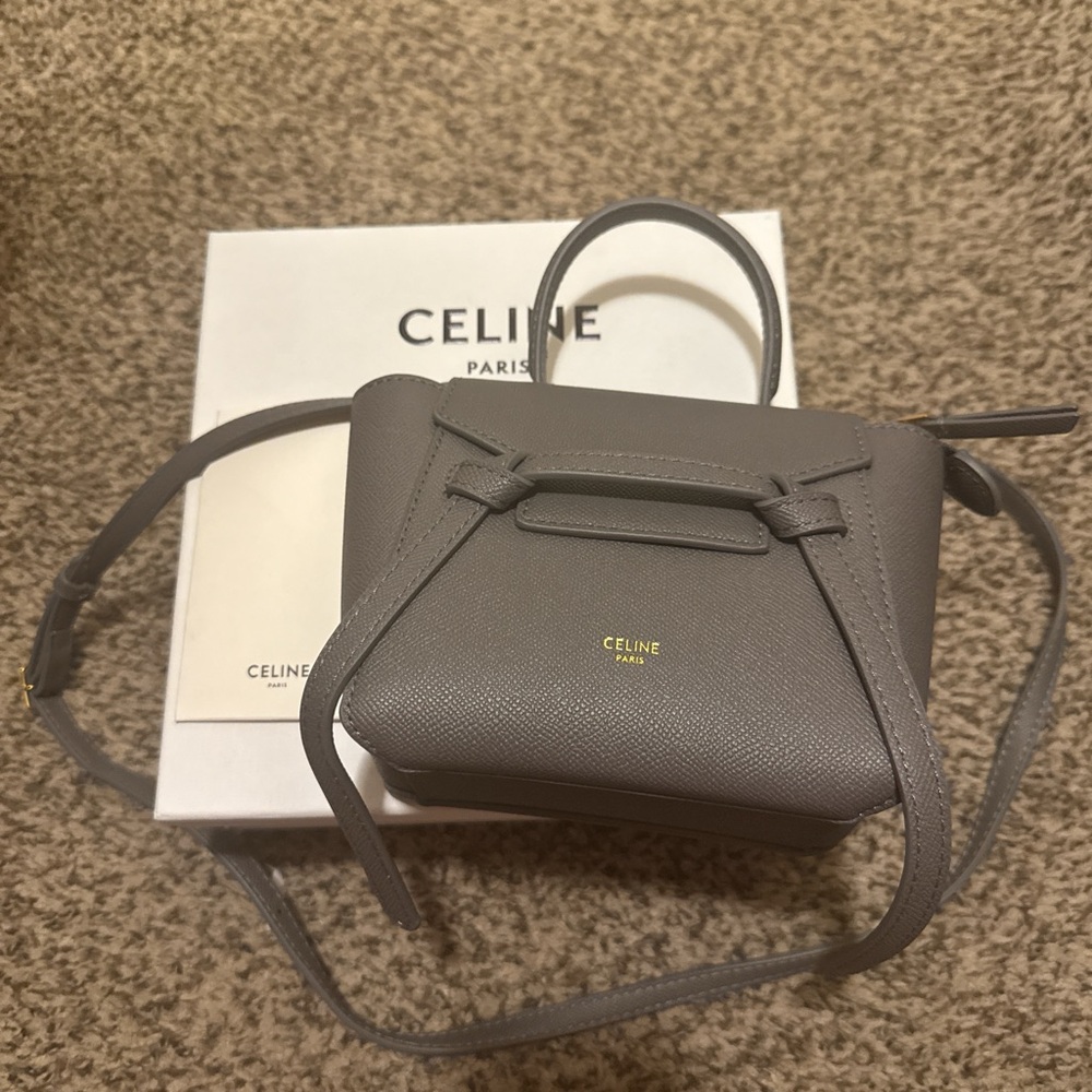 Celine Gray Mini Bag with Geometric Design